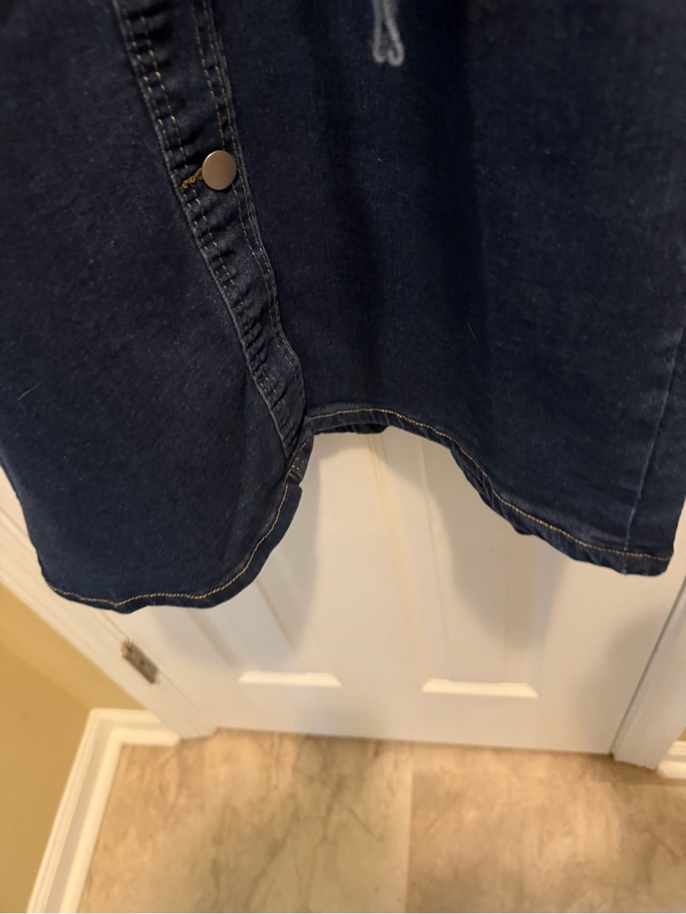 Denim Shirt Dress with Tie Waist - Picture 11 of 16